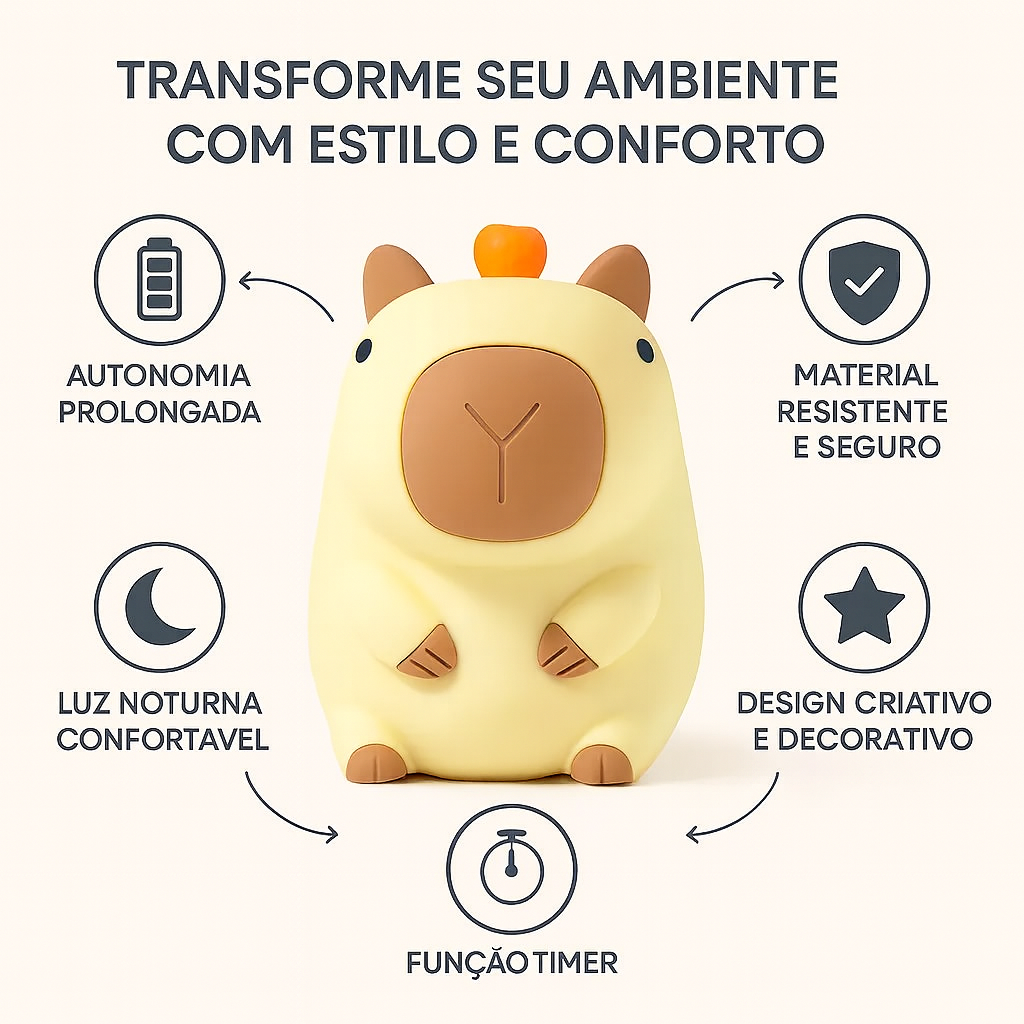 ✨🦫 Luminária Capivara – A Luz Mais Fofa Que Vai Encantar Crianças e Adultos!