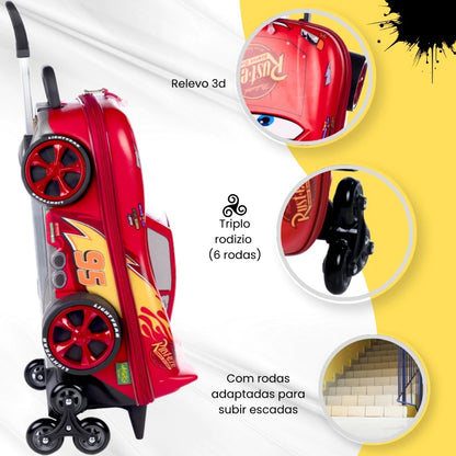 Mochila Mcqueen Infantil Relampago Mcqueen 3D Carros Disney